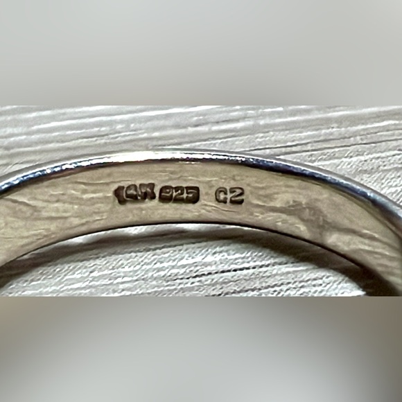 Designer ATR Sterling Silver & 14K Gold CZ Pebbled Band Ring, Size 6.75, 2g - Picture 6 of 11